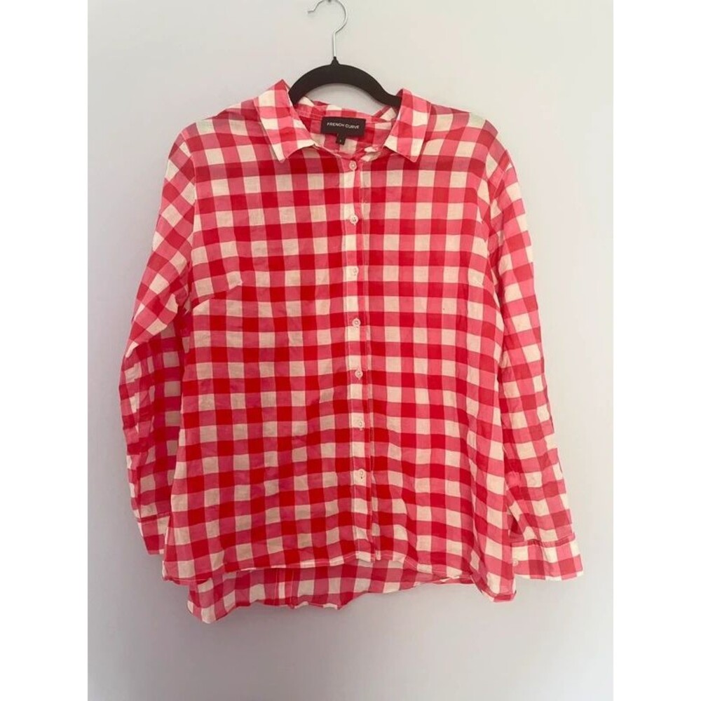 French Curve Gingham Button Down size L